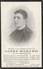 Gesneuvelde 1914-18 Jozef Goelen Turnhout-Oostnieuwkerke, Verzamelen, Bidprentjes en Rouwkaarten, Ophalen of Verzenden