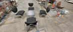 4 zwart/grijze relax stoelen, Huis en Inrichting, Stoelen, Metaal, Zwart, Ophalen
