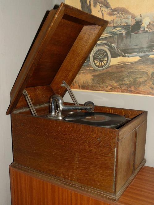 Antieke grammofoonspeler (groot model), Antiek en Kunst, Antiek | Tv's en Audio, Ophalen