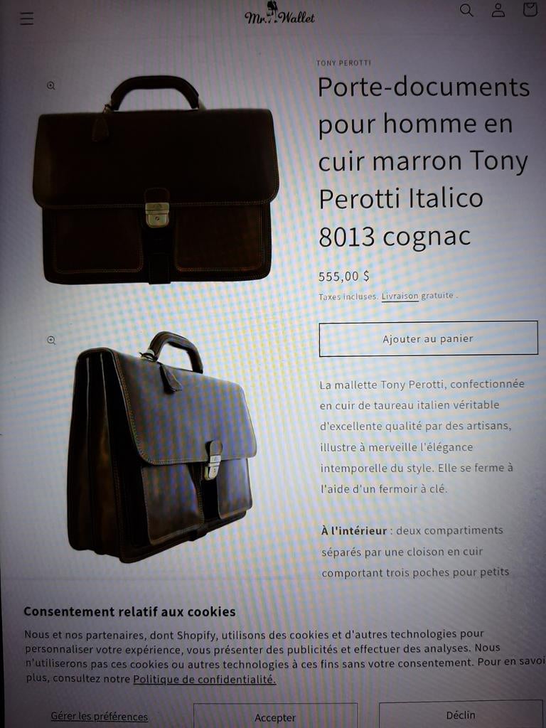 Nieuw TONY PEROTTI bruine, gladde leren aktetas, Ophalen of Verzenden, Bruin, Leer