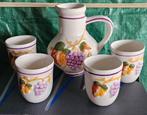 Wijnservies bestaande uit 
Wijnkaraf en 4 drinkbekers, Ophalen of Verzenden