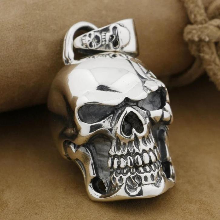 Grote Skull Hanger - 925 Zilver, Handtassen en Accessoires, Kettinghangers, Nieuw, Zilver, Zilver, Overige voorstellingen, Verzenden