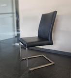 Stoelen zwart leer met inbox onderstel 5 stuks, Huis en Inrichting, Stoelen, Ophalen, Zo goed als nieuw, Zwart, Leer