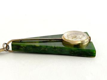 Groen Bakeliet - Catalin Ketting Horloge beschikbaar voor biedingen