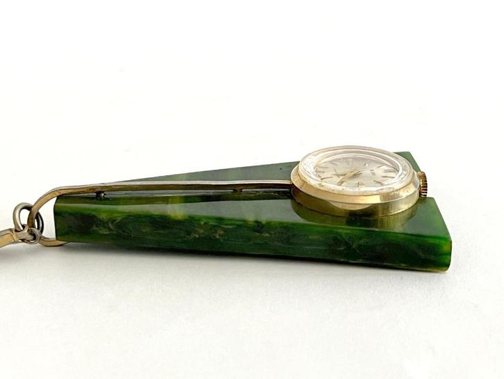 Groen Bakeliet - Catalin Ketting Horloge, Handtassen en Accessoires, Kettingen, Groen, Verzenden