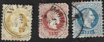 3 Postzegels Oostenrijk 1867 Keizer Frans Jozef I beschikbaar voor biedingen