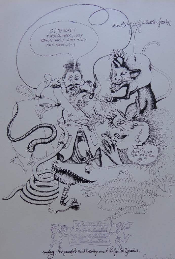 FRANK MAIEU / DE ZWARTE PANTER / ZW-W ZEEFDRUK / 63x44cm SIG, Antiek en Kunst, Kunst | Litho's en Zeefdrukken, Ophalen of Verzenden