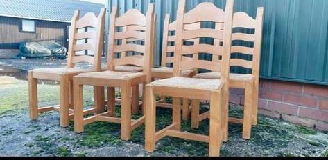 6 blank eikenhout eettafel stoelen, Antiek en Kunst, Antiek | Meubels | Stoelen en Sofa's, Ophalen