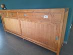 Teaktafel 200 x 100cm    kast in teak 240cm 6 zwarte stoelen, Huis en Inrichting, Ophalen, Gebruikt, 4 tot 6 stoelen