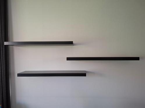 3 Zwarte zwevende wandplanken, Huis en Inrichting, Woonaccessoires | Wandplanken en Boekenplanken, Zo goed als nieuw, Ophalen