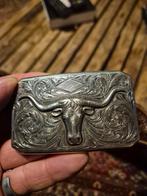Bohlin Edward zilveren broekriem met lederen band longhorn, Ophalen