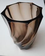 Vintage Frans vaasje uit gerookt glas - spiraal deco, Enlèvement