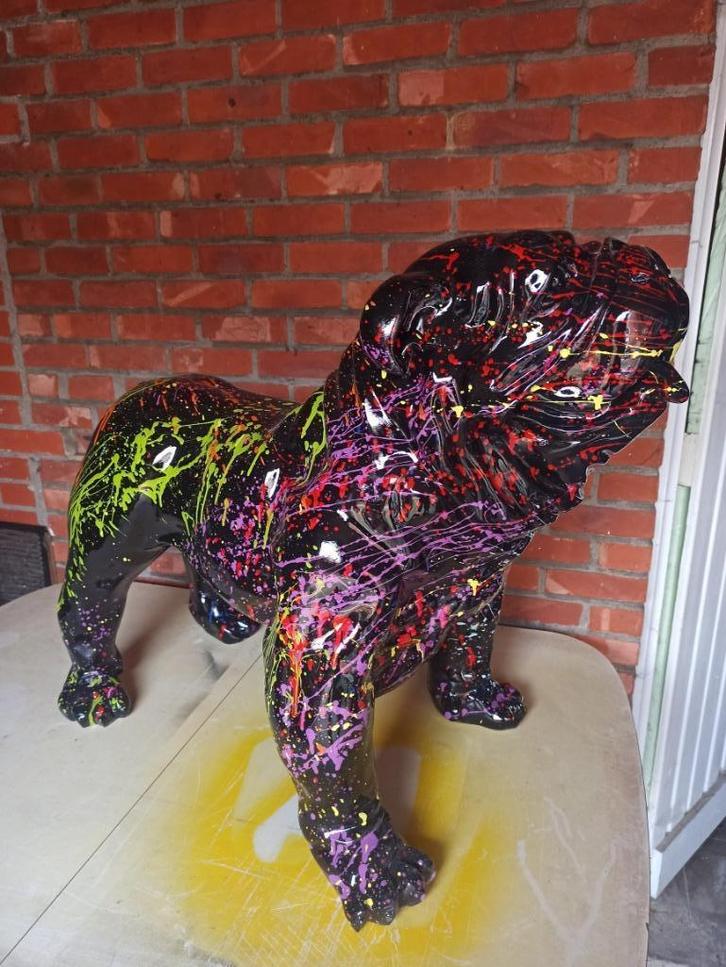 bouledogue anglais multicolore, Jardin & Terrasse, Statues de jardin, Neuf, Animal, Synthétique, Enlèvement