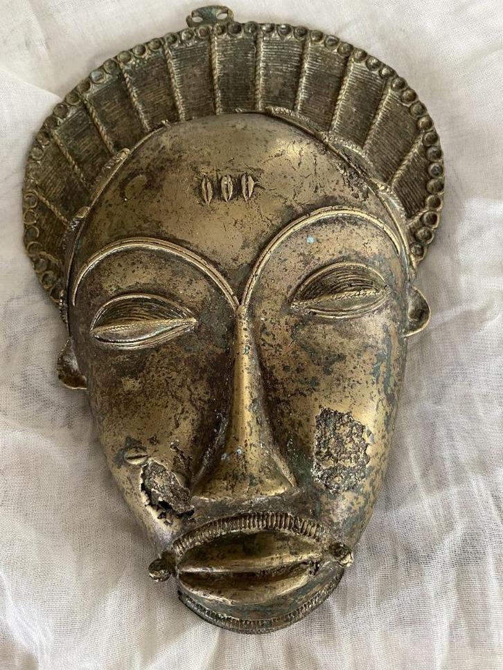 Groot bronzen Masker koningen - (Baule-stam)27x20 cm, Antiek en Kunst, Antiek | Brons en Koper, Brons, Ophalen of Verzenden