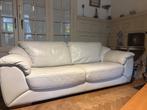 2 witte leren banken, Huis en Inrichting, Zetels | Zetels, Ophalen, Driepersoons, Zo goed als nieuw, Rechte bank