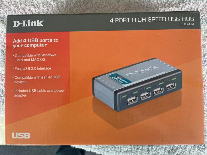 D-Link 4-Port High Speed USB Hub nieuw, Computers en Software, Overige Computers en Software, Nieuw, Ophalen