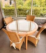 Rotan veranda-set – tafel + stoelen + zetel, Ophalen, Zo goed als nieuw, Rotan