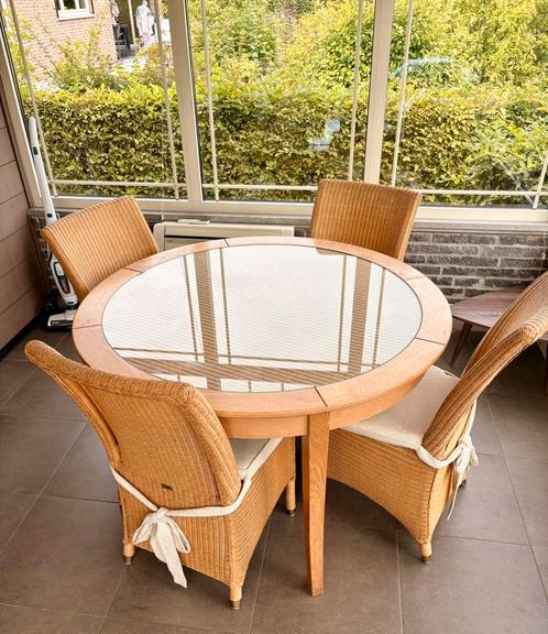 Rotan veranda-set – tafel + stoelen + zetel, Tuin en Terras, Tuinsets en Loungesets, Zo goed als nieuw, Rotan, Ophalen