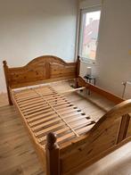 Dubbel bed met latten bodems, massief grenenhout, Huis en Inrichting, Slaapkamer | Bedden, Ophalen, Gebruikt, Tweepersoons, 180 cm
