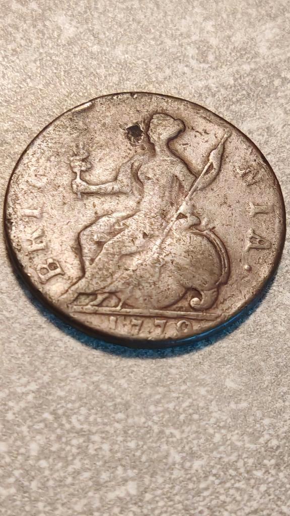 George III - Half Penny 1770 Great Britain,Copper rare coins, Postzegels en Munten, Munten | Europa | Niet-Euromunten, Losse munt
