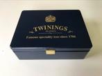 Twinings houten theedoos thee box 6 vak blauw / goud, Enlèvement ou Envoi