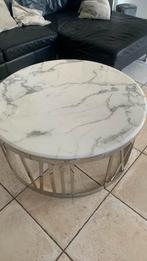 Table de salon plateau marbre, Nieuw, Rond, Metaal
