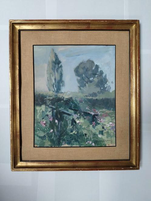 VICTOR CRETEN (1878-1966) – Jardin en Auvergne 1919, Antiek en Kunst, Kunst | Schilderijen | Klassiek, Ophalen of Verzenden