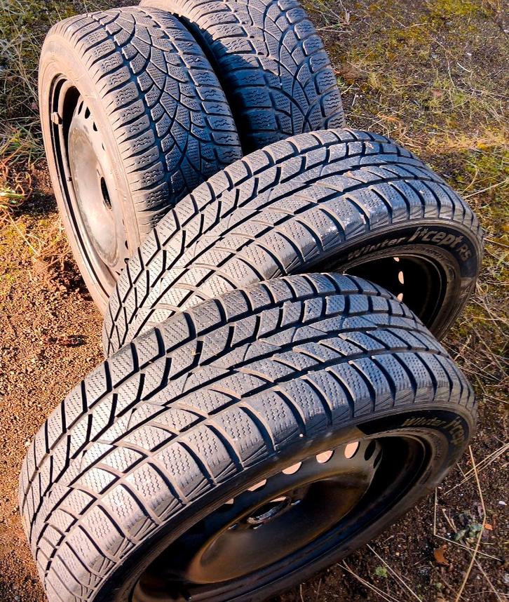 Roues hiver 205/55-16 sur jantes VW Golf, Auto-onderdelen, Banden en Velgen, Banden en Velgen, Winterbanden, 16 inch, 205 mm, Gebruikt