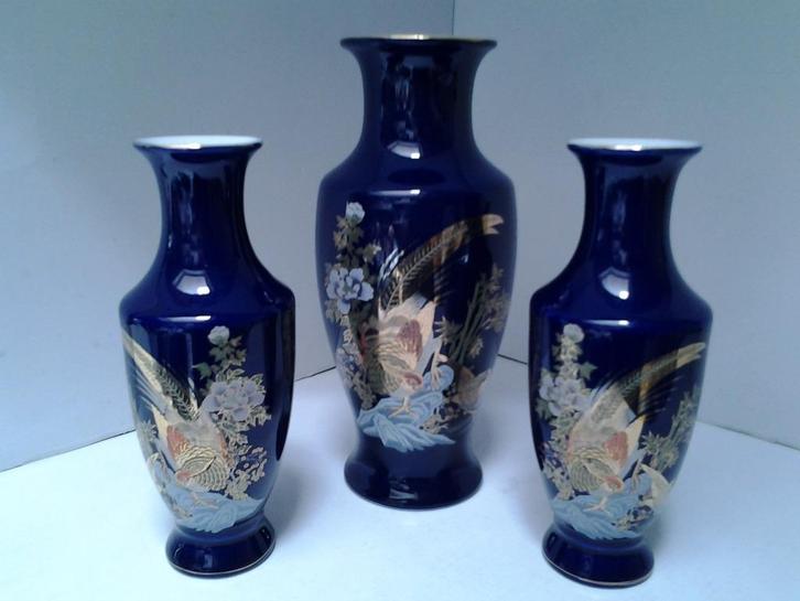 Chinese vazen cobaltblauw - set van 3 stuks, Antiek en Kunst, Antiek | Vazen, Ophalen