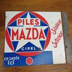 Emaille reclamebord PILES MAZDA ca 1960, Verzamelen, Ophalen of Verzenden, Gebruikt, Reclamebord