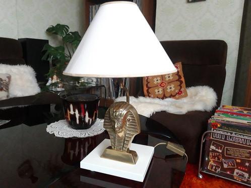 Vintage Farao tafellamp messing Regina, Huis en Inrichting, Lampen | Tafellampen, Zo goed als nieuw, Minder dan 50 cm, Hout, Metaal