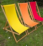 Klassieke houten strandstoelen, Tuin en Terras, Tuinstoelen, Inklapbaar, Gebruikt, Hout, Ophalen