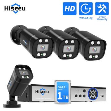 Hiseeu 5MP (4 of 8st) CCTV 2K AHD Beveiligingscamerasysteem.