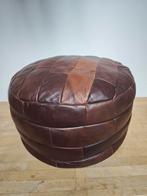 Vintage leder patchwork poef ., Ophalen of Verzenden, Zo goed als nieuw