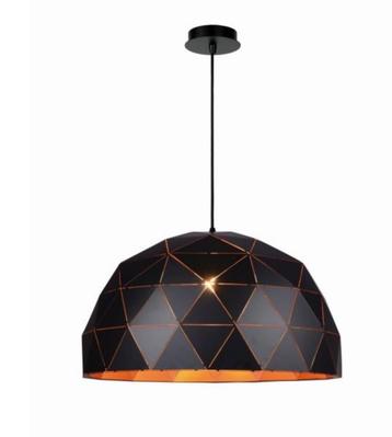 Lucide Otona zwart + goud design luster hanglamp rond groot