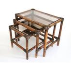 Seventies bamboe nesting tables - Vintage bijzettafels, Antiek en Kunst, Ophalen
