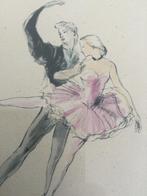 Aquarelle signée Pierre Pagès : couple de danseurs, Antiquités & Art, Art | Peinture | Classique, Enlèvement