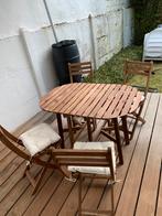 Tuintafel + 4 stoelen - NET NIEUW IKEA, Jardin & Terrasse, Tables de jardin, Ovale, Bois, Enlèvement, Neuf