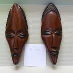 Houten Afrikaanse Maskers uit Zimbabwe (man en vrouw), Antiek en Kunst, Ophalen of Verzenden
