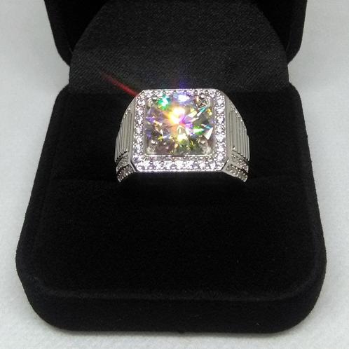 US 11 5 karaat moissanite ring, Handtassen en Accessoires, Ringen, Nieuw, Heer, 20 of groter, Wit, Zilver, Met edelsteen, Ophalen of Verzenden