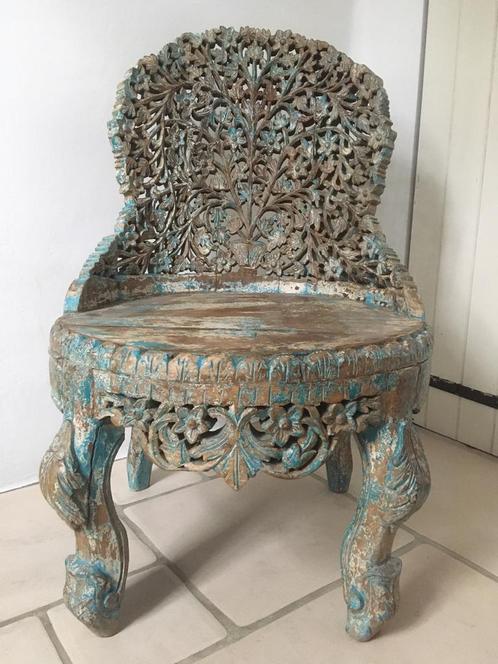 Unieke , antieke anglo-Indisch gestoken stoel, Antiek en Kunst, Antiek | Meubels | Stoelen en Sofa's, Ophalen