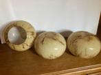 Vintage lampenkappen art deco beige gemarmerde opaline, Ophalen of Verzenden