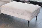 Poef (Bolia), grijs fluweel met bergruimte, perfecte staat., Ophalen, 75 tot 100 cm, Zo goed als nieuw, Rechthoekig