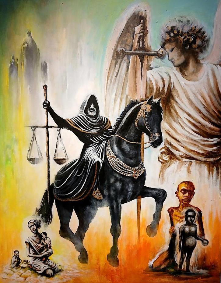 Het zwarte paard en zijn bijrijder, Antiek en Kunst, Kunst | Schilderijen | Klassiek, Ophalen of Verzenden