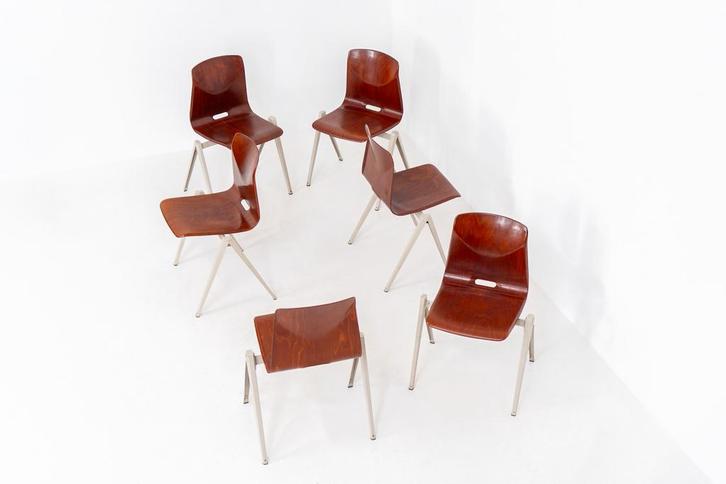 Set van 6 vingage ”S22” eetkamerstoelen van Elmar Flototto, Antiek en Kunst, Antiek | Meubels | Stoelen en Sofa's, Ophalen