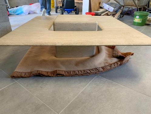 Stenen woonkamertafel, Huis en Inrichting, Tafels | Salontafels, Gebruikt, 100 tot 150 cm, 100 tot 150 cm, Vierkant, Glas, Overige materialen