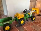 John Deere tractor met lader en aanhangwagen, Kinderen en Baby's, Speelgoed | Buiten | Skelters, Zo goed als nieuw, Ophalen