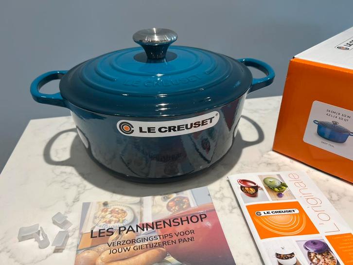 Nieuwe Le Creuset Braadpan 24 cm Deep Teal in de doos, Huis en Inrichting, Keuken | Potten en Pannen, Nieuw, Koekenpan of Braadpan