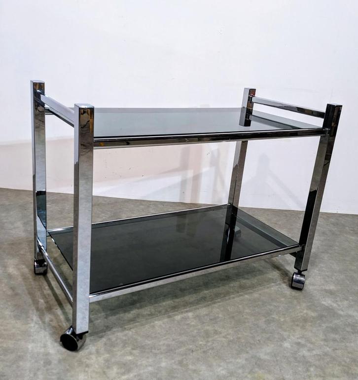 Desserte ou Meuble TV chrome 1970s, Maison & Meubles, Armoires | Mobilier de télévision, Verre, Enlèvement