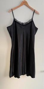 Negligé, zwarte nachtjapon, satijnlook, maat Large, nieuw, Verzenden, Zwart, Nachtkleding
